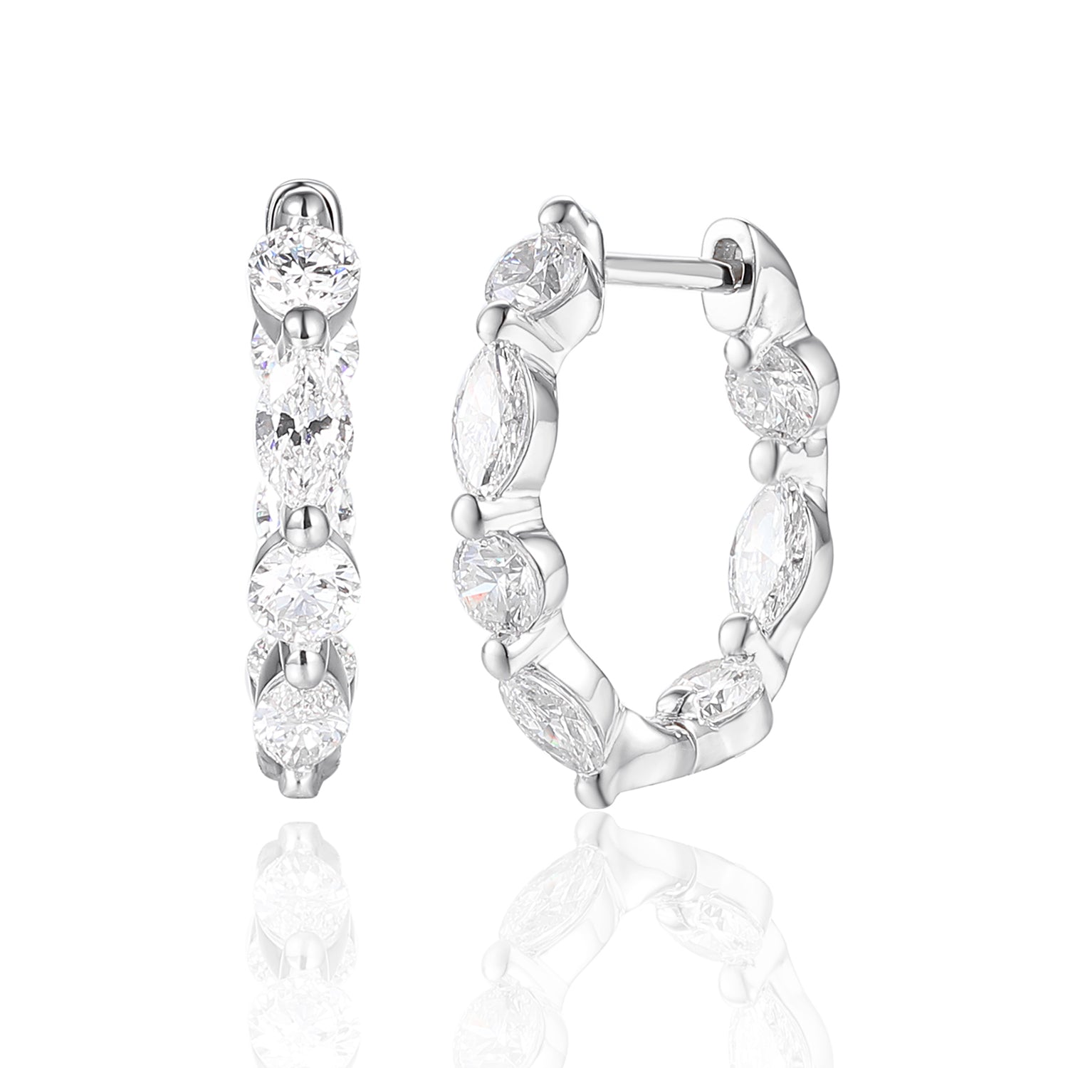 Okrągłe kolczyki z haczykami markiza 3,65 ct