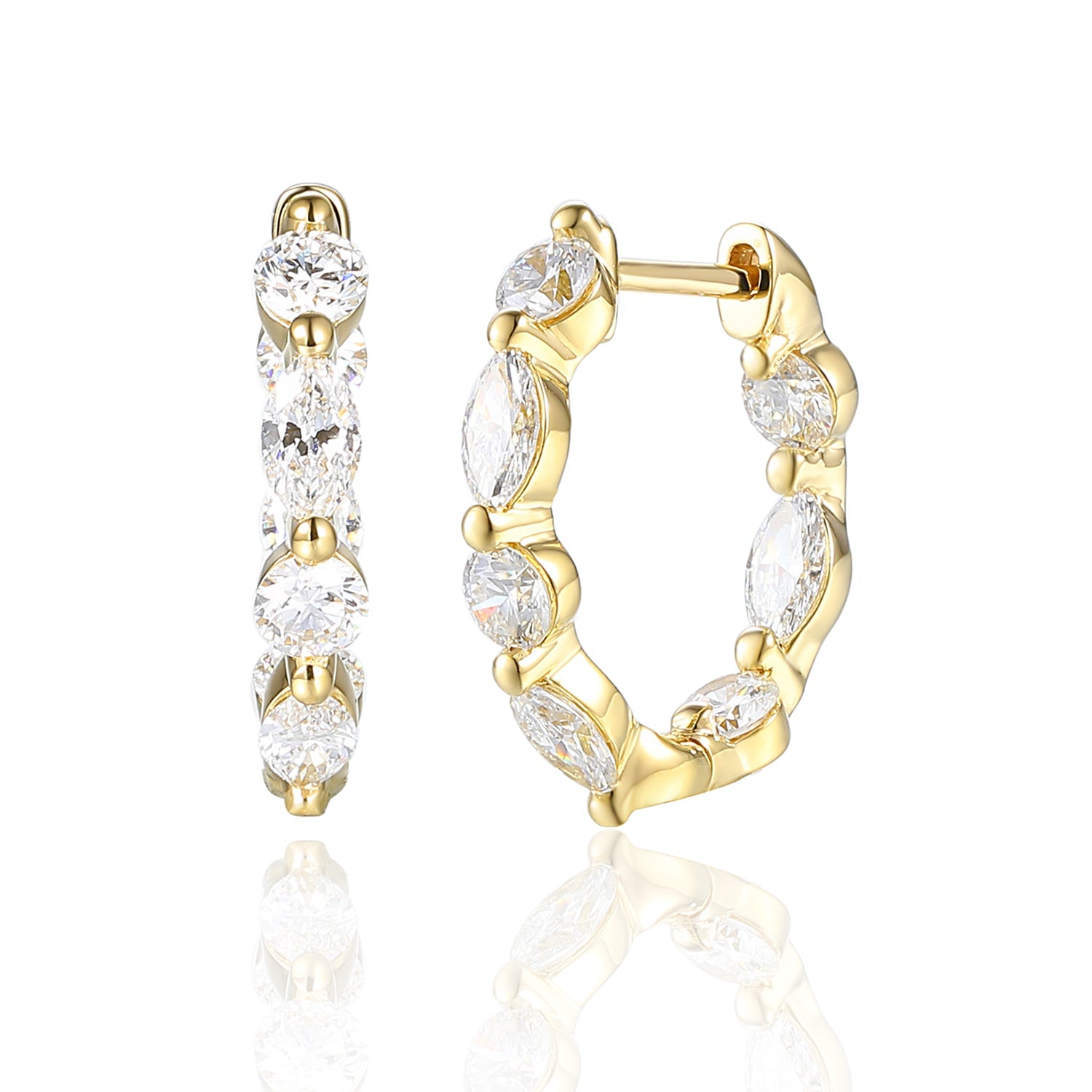 Okrągłe kolczyki z haczykami markiza 3,65 ct