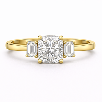 Pierścionek z trio "Grace" ze szmaragdami i poduszką 1,74 ct